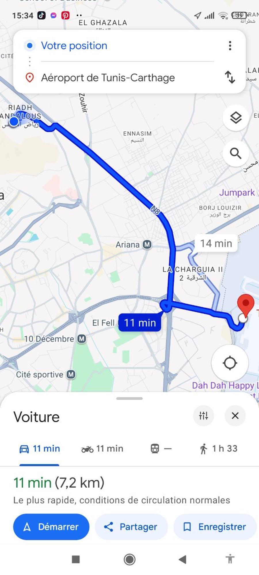 Etage De Villa Avec Jardin, Pres De L'Aireport Et Parking Prive Ariana Esterno foto